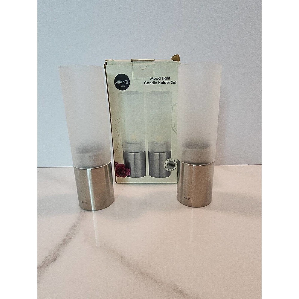 Avanti Satin Mood Light Candle Holder Set NIB